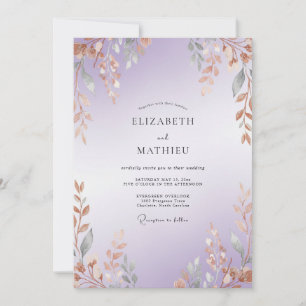Invitación Boda de Eucalipto Rama de Cobre Amatista