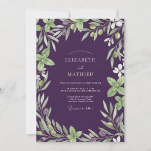 Invitación Boda de Eucalipto Rama de Olivo Amatista