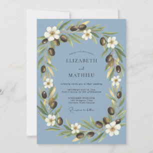 Invitación Boda de Eucalipto Rama de Olivo de Acero