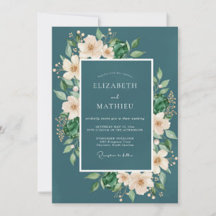 Invitación Boda de Eucalipto Ranúnculo de Acero Oscuro