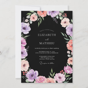 Invitación Boda de Eucalipto Ranúnculo Lila Ónix