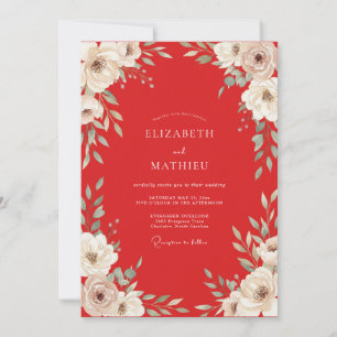 Invitación Boda de Eucalipto Ranunculus Escarlata