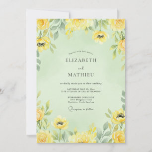 Invitación Boda de Eucalipto Ranunculus Menta Suave