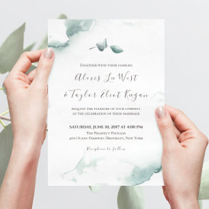Invitación Boda de Eucalipto refrescante de color de agua