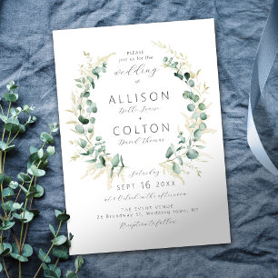 Invitación Boda de eucalipto rústico sage green boho