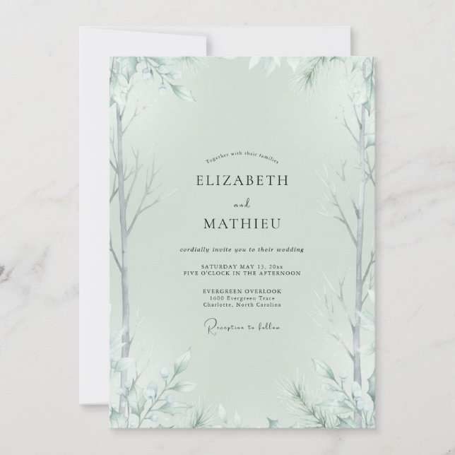 Invitación Boda de eucalipto sauce menta pálido (Anverso)