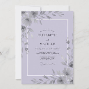 Invitación Boda de Eucalipto Silenciado con Follaje de Lila P