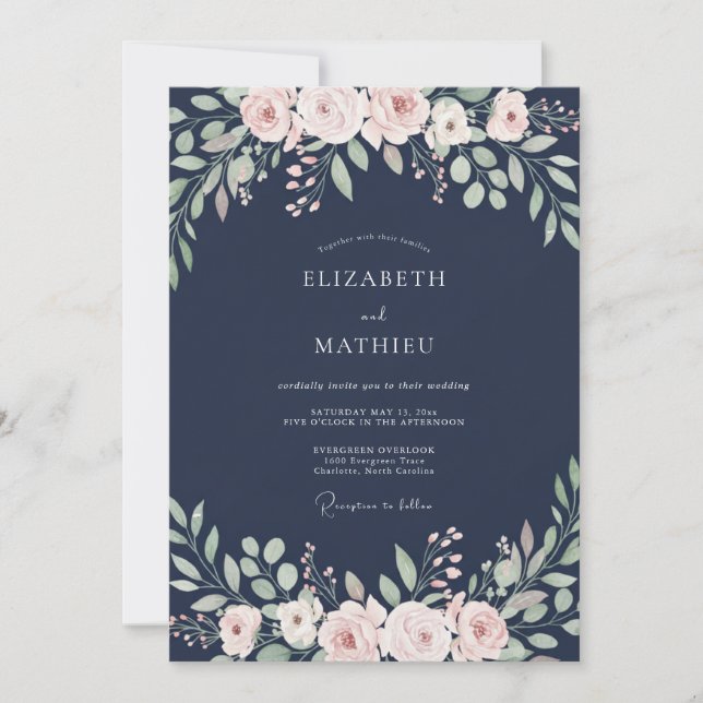 Invitación Boda de Eucalipto Silenciado con Follaje de Meloco (Anverso)