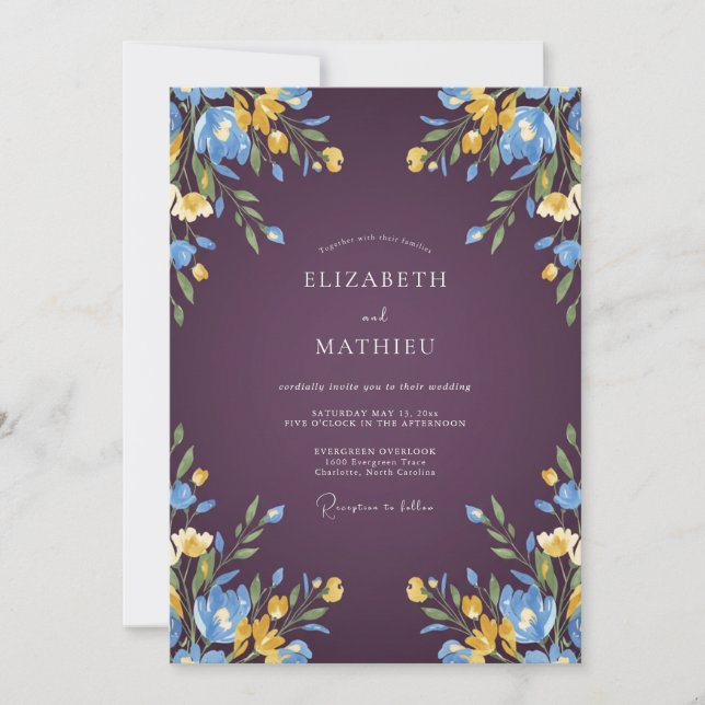 Invitación Boda de Eucalipto Silenciado con Follaje de Periwi (Anverso)