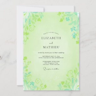 Invitación Boda de eucalipto silenciado con follaje de pistac