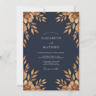 Invitación Boda de Eucalipto Silenciado con Follaje Dorado de