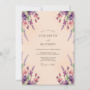 Invitación Boda de Eucalipto Sprig Lavanda Melocotón