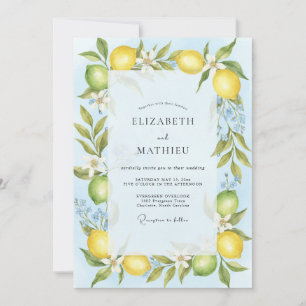 Invitación Boda de eucalipto suave cítrico amarillo