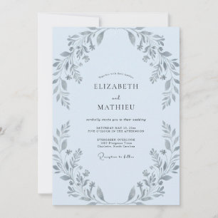Invitación Boda de Eucalipto Suave con Follaje de Vinca Plate