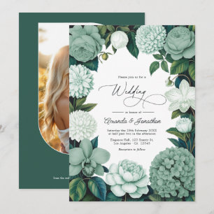 Invitación Boda de eucalipto suave, escarcha de menta y snowd