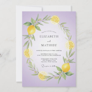 Invitación Boda de eucalipto suave y limón de lila
