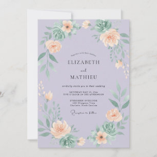 Invitación Boda de Eucalipto Suculento Albaricoque Lila