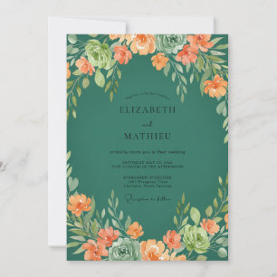 Invitación Boda de eucalipto suculento azul verde coral