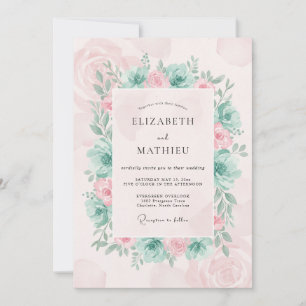 Invitación Boda de eucalipto suculento con rubor de espuma de
