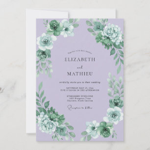 Invitación Boda de Eucalipto Suculento Lila