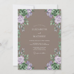 Invitación Boda de Eucalipto Suculento Lila Beige