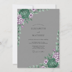 Invitación Boda de Eucalipto Suculento Lila Pizarra