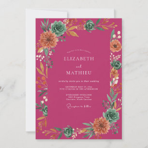Invitación Boda de Eucalipto Suculento Magenta