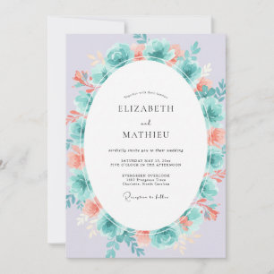 Invitación Boda de Eucalipto Suculento Melocotón Verdeazulado
