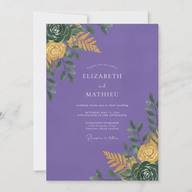 Invitación Boda de eucalipto suculento violeta (Anverso)