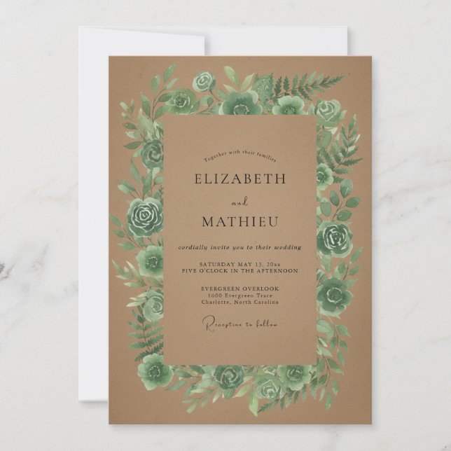 Invitación Boda de eucalipto tan suculento (Anverso)