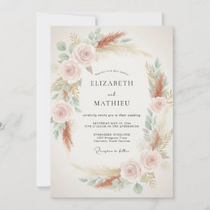 Invitación Boda de Eucalipto Terracota Rubor Pampas