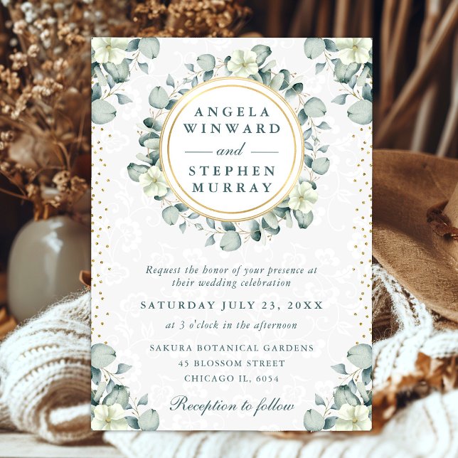 Invitación Boda de eucalipto verde acuarela (Subido por el creador)