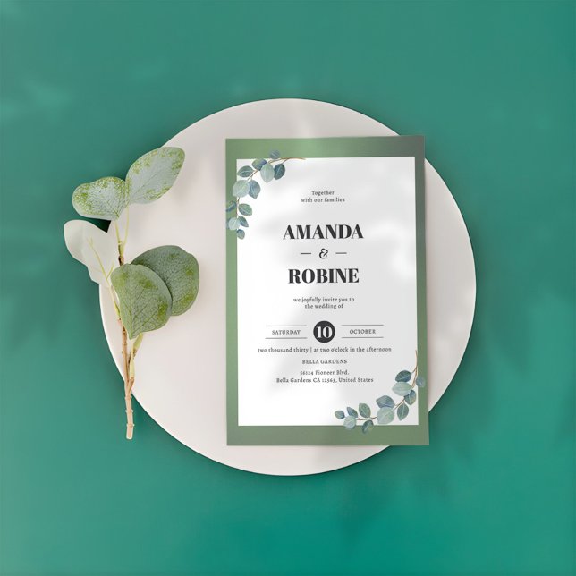 Invitación Boda de eucalipto verde acuarela (Subido por el creador)