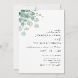 Invitación Boda de eucalipto verde acuarela de presupuesto