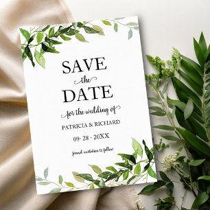 Invitación Boda de eucalipto verde ahorrar la fecha