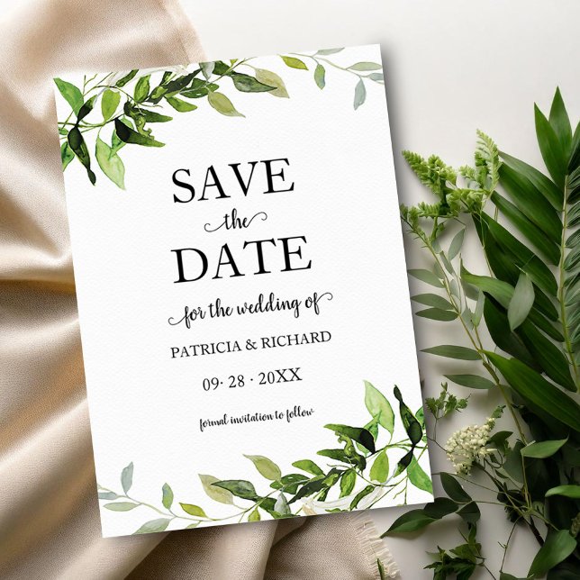 Invitación Boda de eucalipto verde ahorrar la fecha (Subido por el creador)