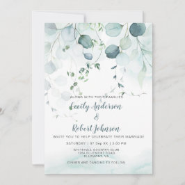 Invitación Boda de eucalipto verde azul y sabio