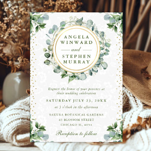 Invitación Boda de eucalipto verde con acuarela