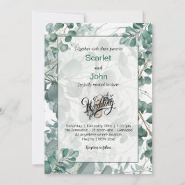 Invitación Boda de eucalipto verde de la salvia acuática mode