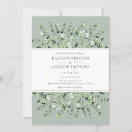 Invitación Boda de eucalipto verde salvia
