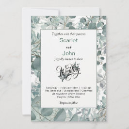 Invitación Boda de eucalipto verde verde de la salvia acuátic