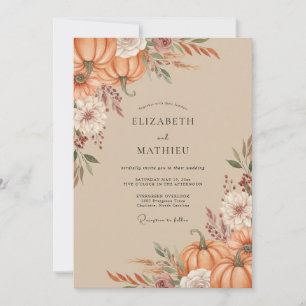 Invitación Boda de Eucalipto y Calabaza Naranja Quemada