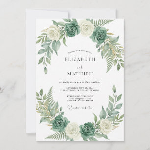Invitación Boda de eucalipto y helecho celadón