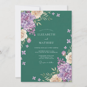 Invitación Boda de Eucalipto y Hortensia Amatista
