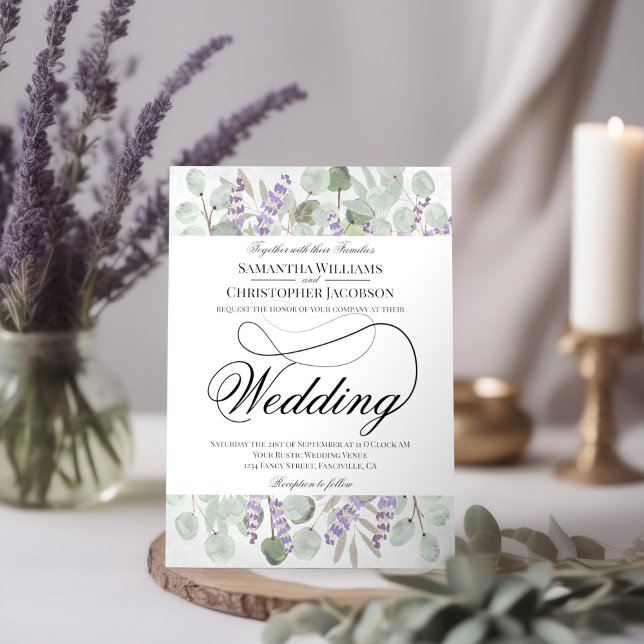Invitación Boda de Eucalipto y Lavanda de Moda de Boho Rústic (Subido por el creador)