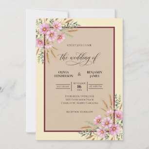 Invitación Boda de Eucalipto y Margarita Rosa Polvorienta