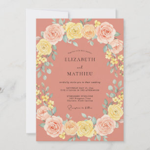 Invitación Boda de Eucalipto y Ranúnculo Amarillo Terracota