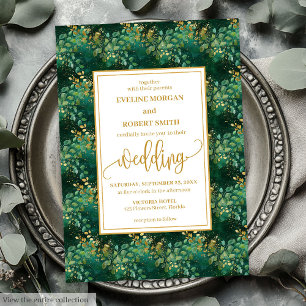 Invitación Boda de Eucaliptos de Oro Verde de Cazador clásico