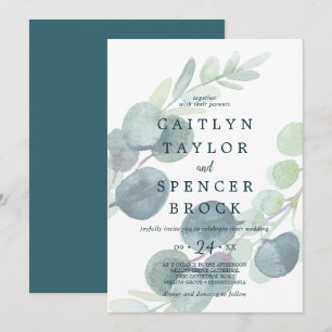 Invitación Boda de eucaliptos flaqueados de vegetación exuber