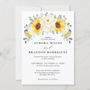 Invitación Boda de Eucaliptos Florales de Marfil de Sunflower